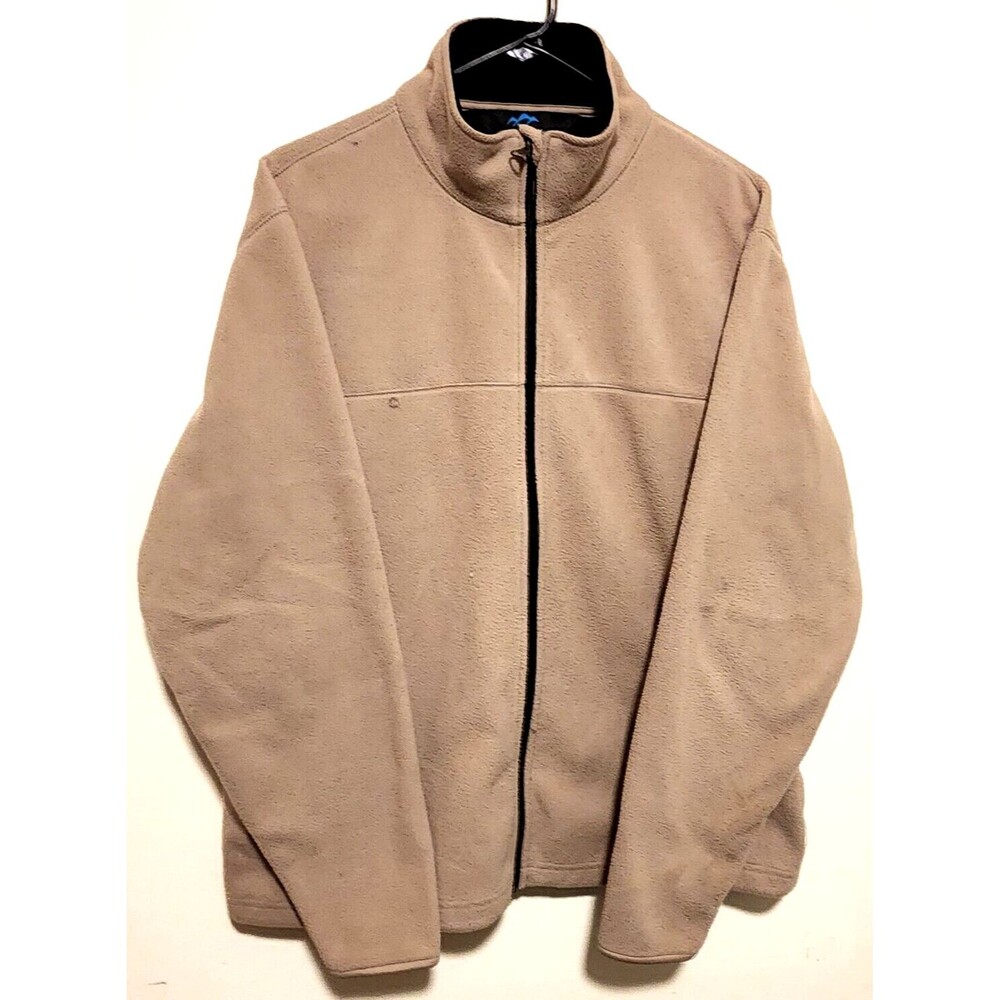 Tri Mountain Beige Farmland Full Zip Long Sleeve Men Fleece Jacket Size S